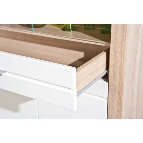 Paris Prix - Vitrine Led 2 Portes swift 190cm Blanc & Naturel