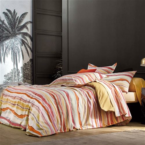 Housse de couette Terre BLANC DES VOSGES , safran - - 140 x 200 cm