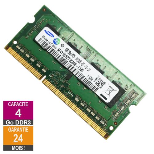 Barrette Mémoire 4Go Ram Ddr3 Samsung M471B5273Cm0-Ch9 So-Dimm Pc3-10600S