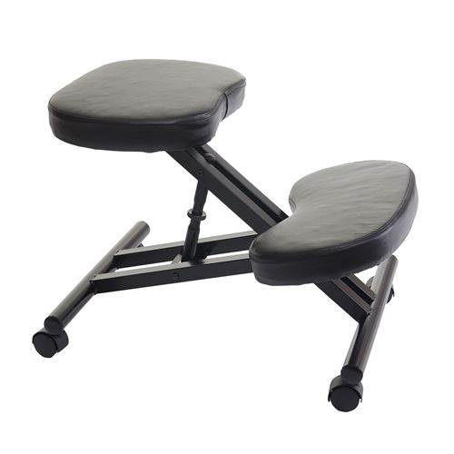 Siège assis à genoux MENDLER HWC-E10, tabouret, chaise bureau, similicuir, métal, noir