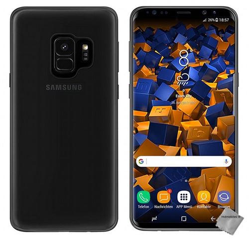 Housse etui coque pochette silicone gel fine pour Galaxy S9 avec verre trempe - GRIS