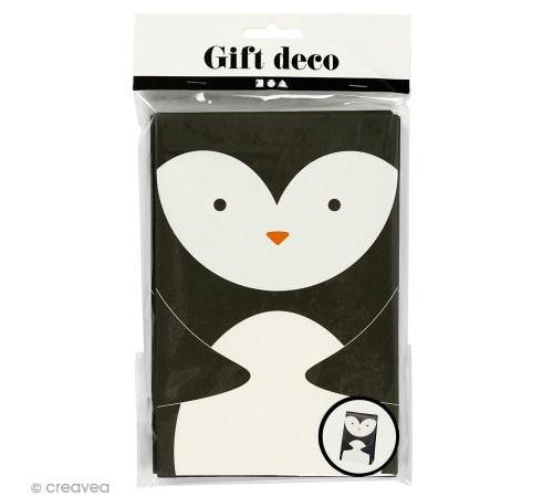 Sachet cadeau papier - Pingouin - 12 x 18 cm - 6 pcs