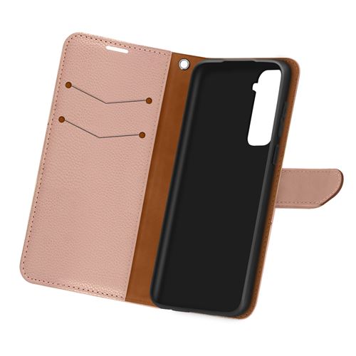 Housse pour Samsung Galaxy S21 Folio Portefeuille Support Vidéo Dragonne Rose gold