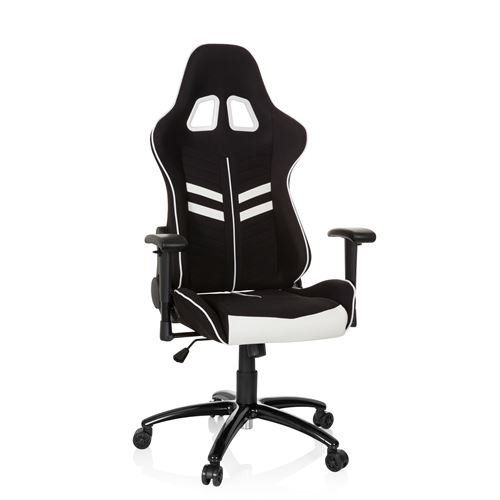 Chaise de bureau gaming / fauteuil gamer LEAGUE PRO I tissu / simili-cuir noir / blanc hjh OFFICE 
