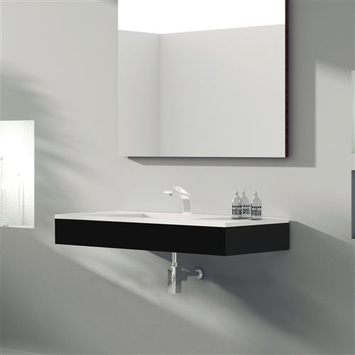 Aquae Line Meuble suspendu 80 cm noir + vasque céramique, Futura