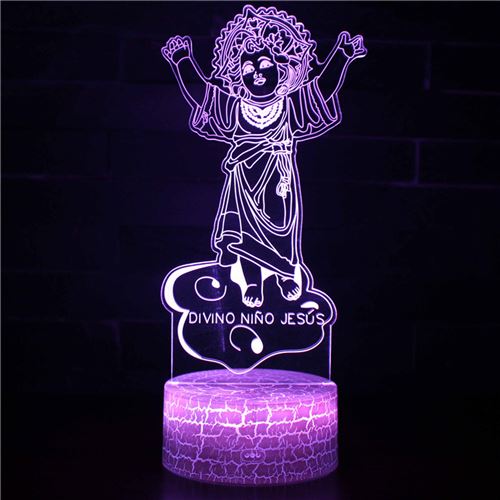 Lampe 3D Tactile Veilleuses Enfant 7 Couleurs avec Telecommande - Jésus #710
