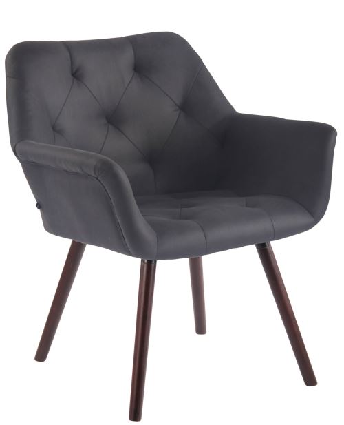 Chaise de Salle à manger Cassidy en Similicuir Vintage - Chaise de coiffeuse avec accoudoirs - Piètement Bois de Hêtre Café - Couleur Noir