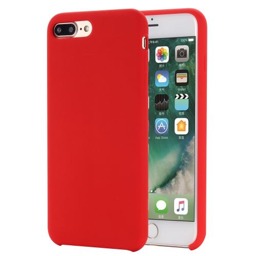 Coque en silicone liquide enroulé sur les bords rouge pour votre Apple iPhone 8 Plus/7 Plus