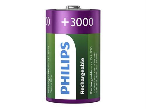 Philips R20B2A300 - Batterij 2 x D - NiMH - (oplaadbaar) - 3000 mAh