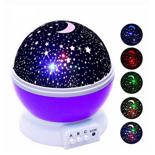 Veilleuse enfant LED projecteur étoile lune galaxie Violet