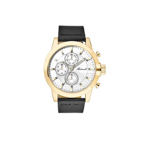 Montre Homme Antoneli Cadran 42mm En Nylon Blanc Et Bracelet Noir En Acier AG1901-21