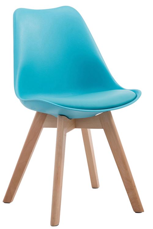Chaise de visiteur Borneo V2 similicuir , Bleu/Bois de chêne Nature