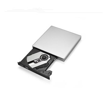 Lecteur/graveur cd-dvd-rw usb pour mac et pc branchement portable externe  (argent)