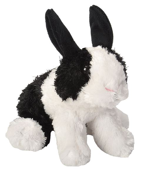 Wild Republic peluche lapin junior 18 cm en peluche noir blanc
