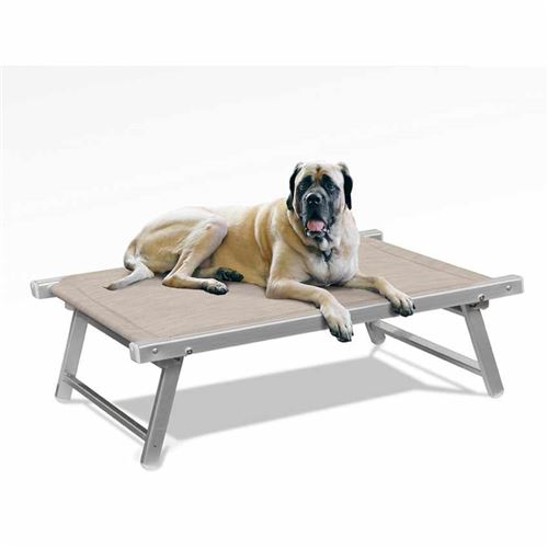 Beach and Garden Design - Lit pour chien aluminium niche animaux transat Doggy, Couleur: Beige