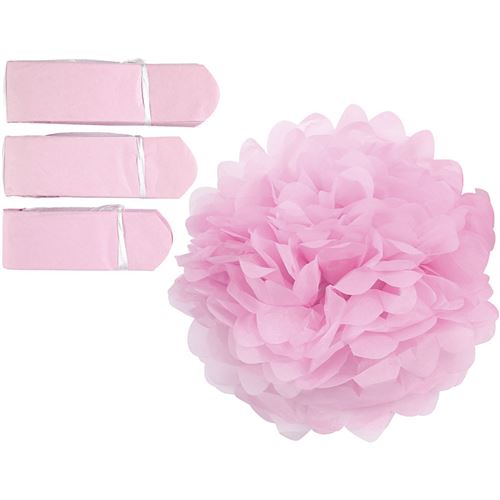 Happy Moments pompons papier de soie 20-24-30 cm rose 3-pièces