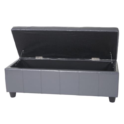 Mendler Gris Banquette Kriens, Coffre, Banc, Cuir + Similicuir, 112X45x45cm - Image 3