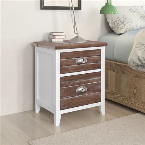 vidaXL 2 tables de chevet / meubles pour téléphone à tiroirs marron blanc
