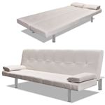 vidaXL Clic-clac ajustable avec 2 oreillers coloris blanc