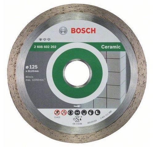 Disque pour Meuleuse Bosch 2608602202 Disque à Tronçonner Diamanté Standard For Ceramic 125 X 22,23 X 1,6 X 7 Mm