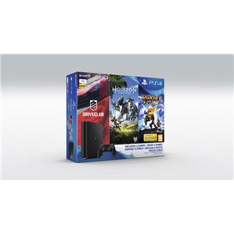 Pack PS4 Slim 1 To Noire + Horizon Zero Dawn + Ratchet Clank + Driveclub