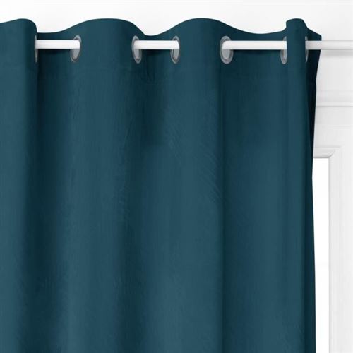 Rideau Occultant Velours Dolce 140x260cm Bleu Canard Achat