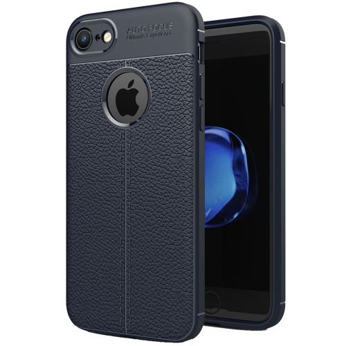 iPhone 7 Coque Protection TPU bleu foncé Texture Litchi ALS47891