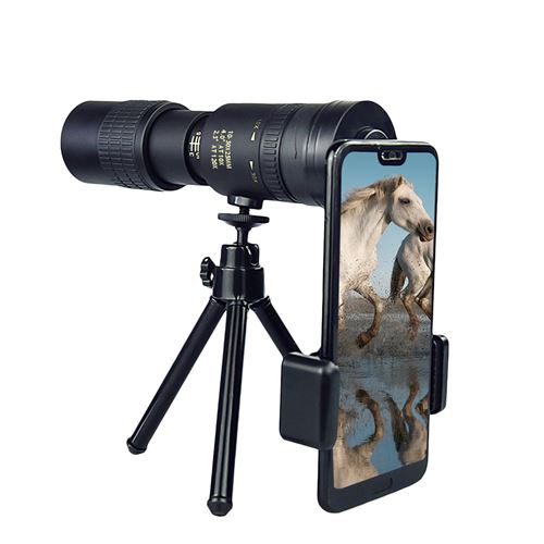 Télescope 4K 10 à 30 x 25 mm Super téléobjectif Zoom monoculaire-Noir