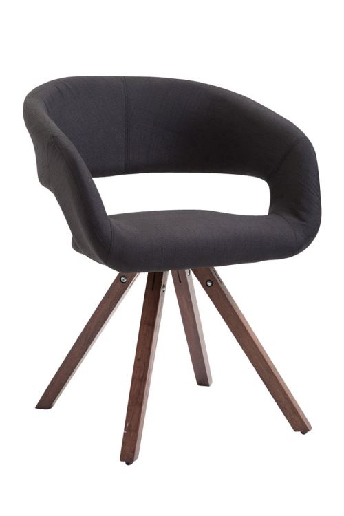 Chaise de salle à manger Suez tissu - Style scandinave - Piètement Noyer - Couleur Noir