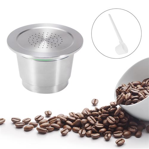 Capsule de café réutilisable rechargeable d'acier inoxydable avec la  cuillère compatible pour la machine de Nespresso-CWU - Cdiscount Maison