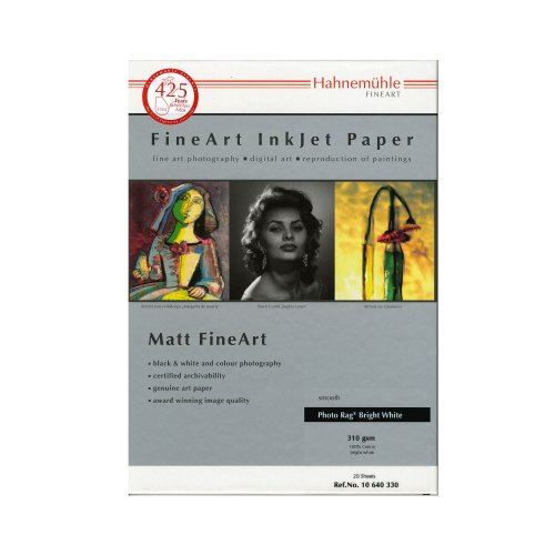 Hahnemühle Digital Fine Art Photo Rag Papier, 310 g/m² 420 x 594 mm Blanc clair