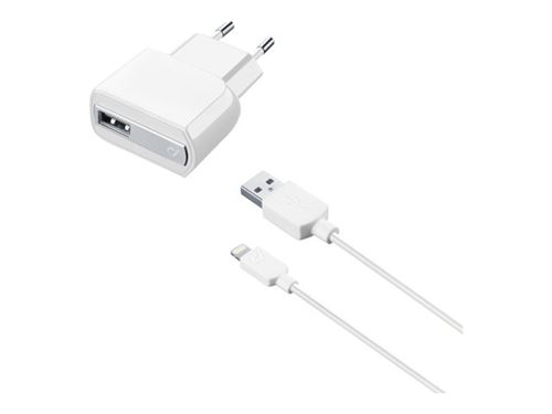 Cellular Line ACHUSBMFIIPH5W - Netspanningsadapter - 1000 mA (USB) - wit - voor Apple iPhone/iPod