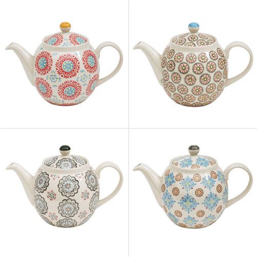 Théière bohème 1 l (1 modèle aléatoire) - Table Passion - Multicolore - Grès