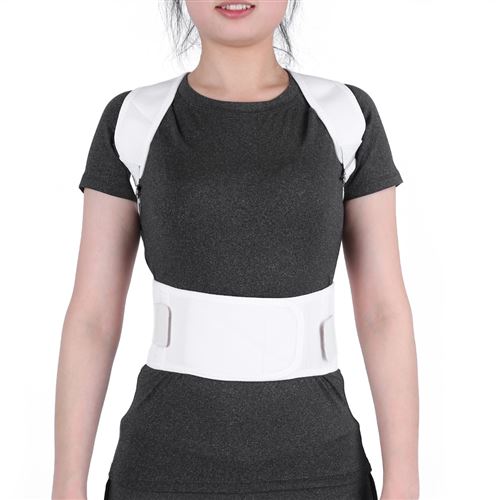 Ceinture Bandoulière de correction de posture ajustable soutien lombaire du dos - blanc XL