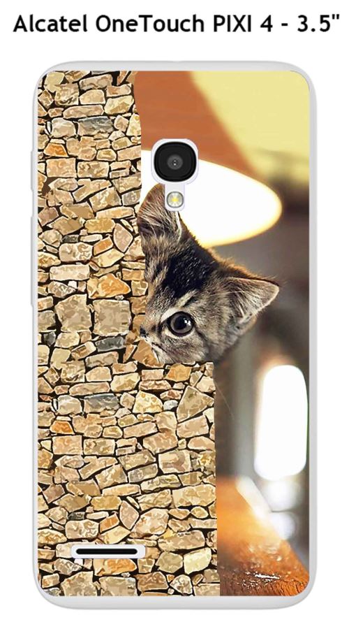 Coque TPU gel souple Alcatel OneTouch PIXI 4 - 3.5 design Chat caché