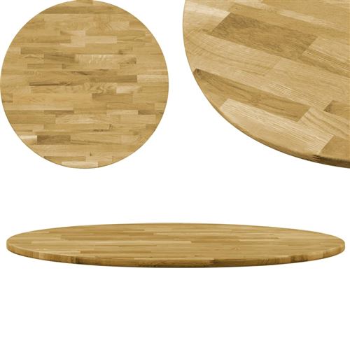 vidaXL Dessus de table Bois de chêne massif Rond 23 mm 800 mm