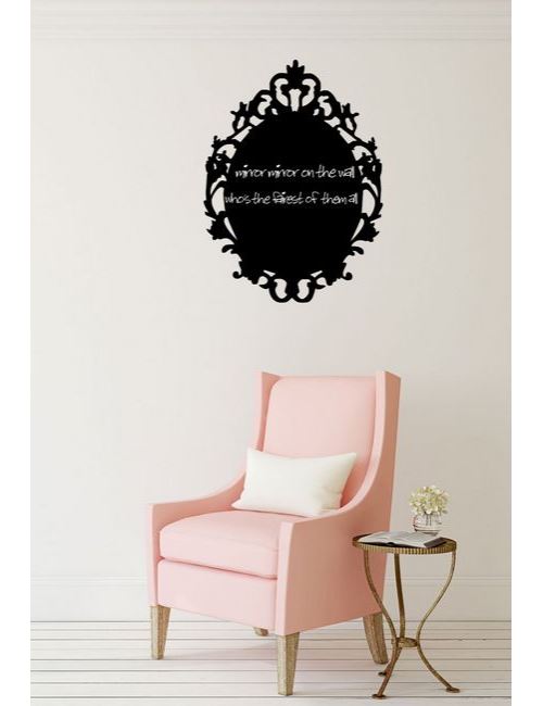 HOMEMANIA Tableau Noir Sticker Princess - Murale - pour Séjour, Chambre - Noir en Vinyle, 50 x 0,1 x 40 cm