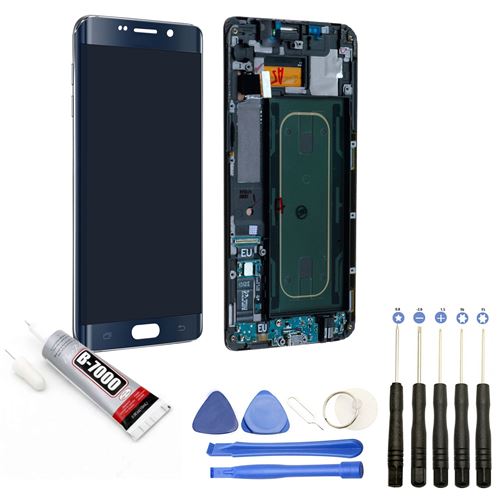 Visiodirect® Ecran complet: Vitre + LCD sur châssis compatible avec Samsung Galaxy S6 Edge Plus SM-G928 NOIR+ Kit outils + Colle B7000 Offerte
