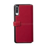 Étui pour Samsung Galaxy A70 Folio Sellier avec Bouton Laqué Façonnable Rouge