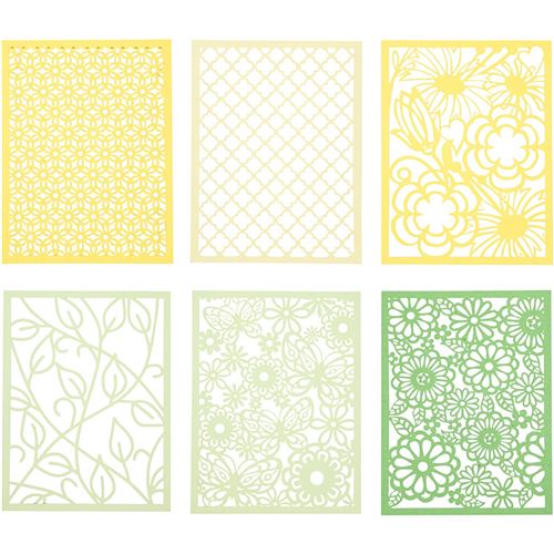 Creotime bloc carton 10,5 x 14,8 cm 6 motifs 4 couleurs vert/jaune