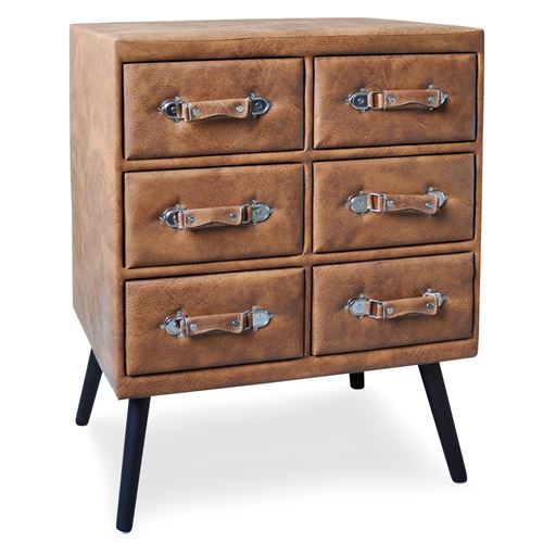 Commode 6 tiroirs Bardo Simili P.U. Marron
