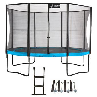 KANGUI Trampoline de jardin rond 430 cm + filet de sécurité + échelle + kit ancrage | PUNCHI Bleu 430 - 1