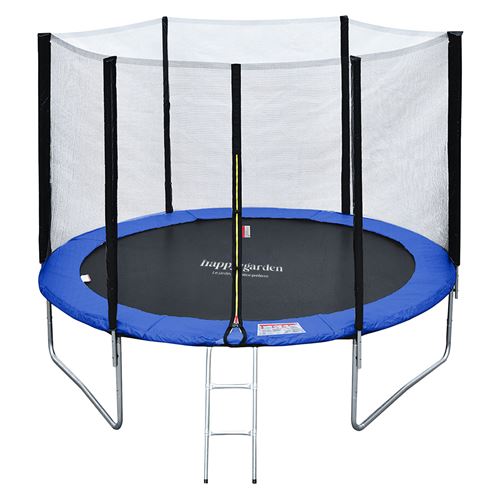 Pack Premium Trampoline &Oslash;305cm bleu et vert avec filet + &eacute;chelle + b&acirc;che + kit d'ancrage