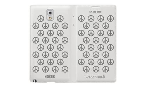 Samsung Flip Wallet EF-EN900BSEGWW - Moschino Edition - beschermhoes voor mobiele telefoon - wit, zilver - voor Galaxy Note 3