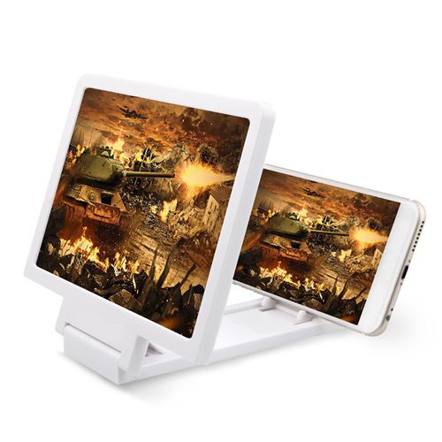 support d'expander amplificateur d'écran visuel de loupe de l'écran 3D de téléphone portable se pliant a augmenté Blanc