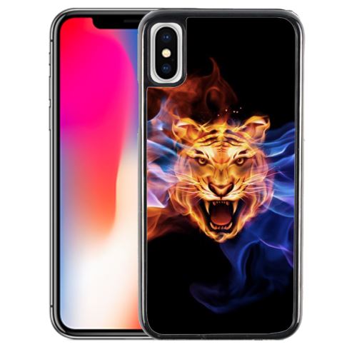 Coque pour iPhone XR tigre flammes