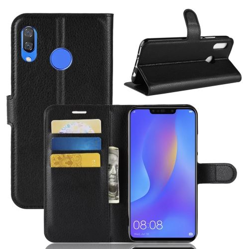 Huawei Nova 3i / Huawei P Smart Housse Etui Cuir Pu Texture Litchi Noir Als89029