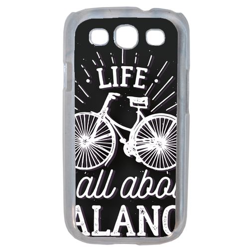Coque Life Il All About Balance Fond Noir Compatible Samsung S3 Mini Transparent