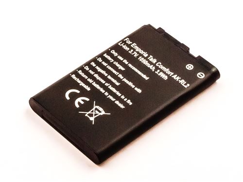 Batterie compatible Emporia Talk Com t , AK-RL2, Li-ion, 3,7V, 1050mAh, 3,9Wh