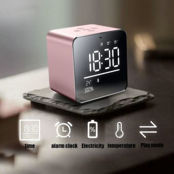 31€32 sur Réveil avec haut-parleur sans fil Bluetooth, Mini Square portable  en métal (or rose), Montre, Top Prix